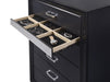 Black Miranda 6-drawer bedroom chest from CoasterEveryday, featuring sleek furniture design with multiple spacious drawers.