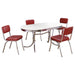 CoasterEveryday Retro 5-piece oval dining table set in white and red with matching chairs, stylish furniture for dining rooms.