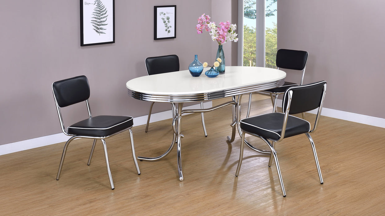 Retro 5-piece Oval Dining Table Set White and Black