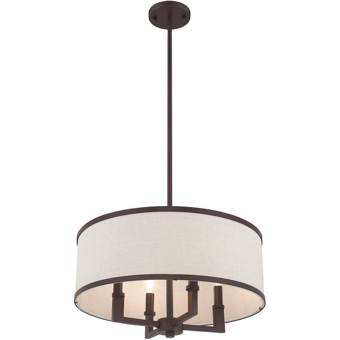 18" Four Light Metal Dimmable Chandelier With Shades - Bronze