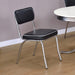 Set of two black retro upholstered dining side chairs with wooden legs, designed for comfortable seating and stylish dining rooms.