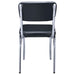 Set of two black retro upholstered dining side chairs with wooden legs, stylish and comfortable for modern dining spaces.