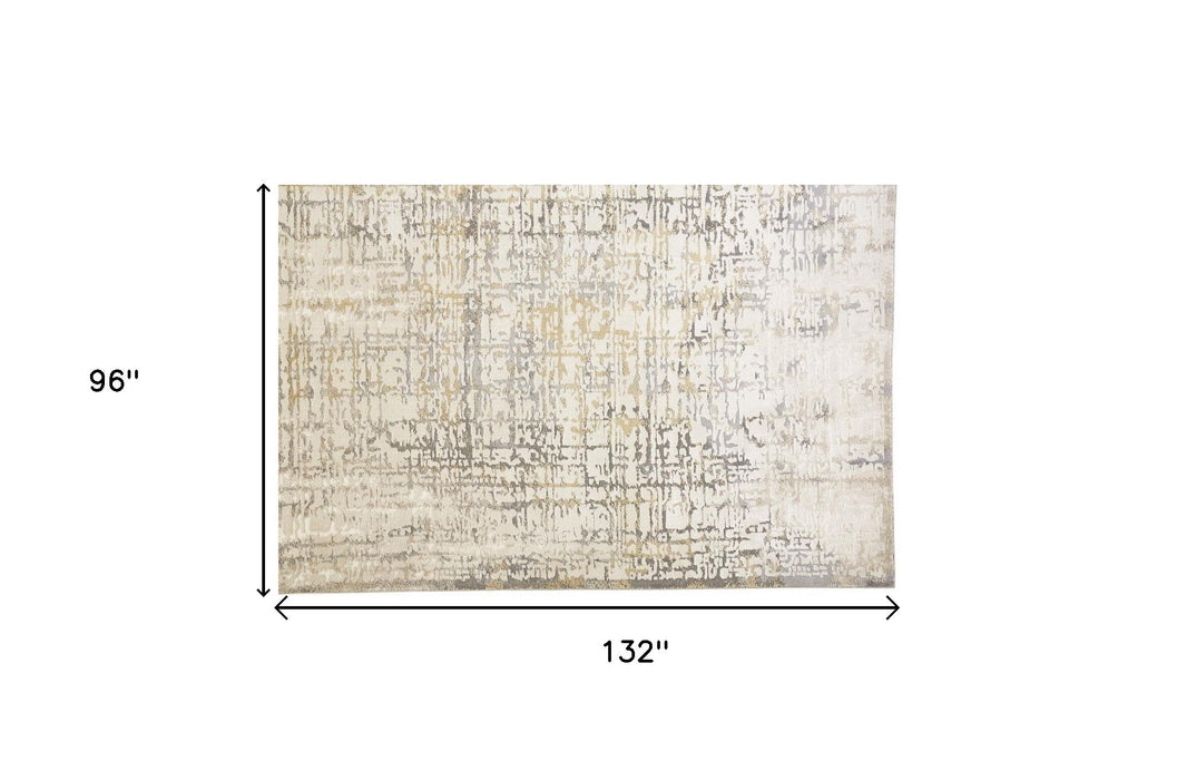 8' x 11' Abstract Stain Resistant Polypropylene Area Rug - Ivory And Gray