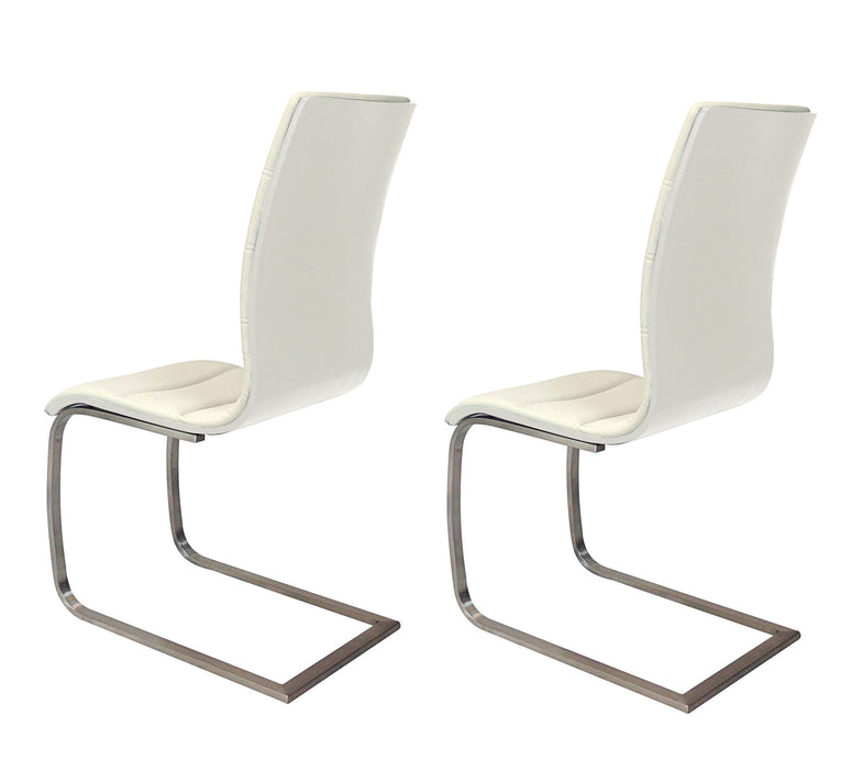 Upholstered Dining Side Chairs (Set of 2) - White / Silver