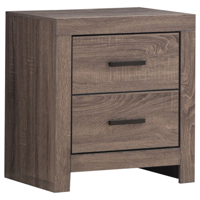 CoasterEveryday Brantford 5-piece Eastern King bedroom set with barrel oak finish, featuring a bed frame, nightstands, and dresser.
