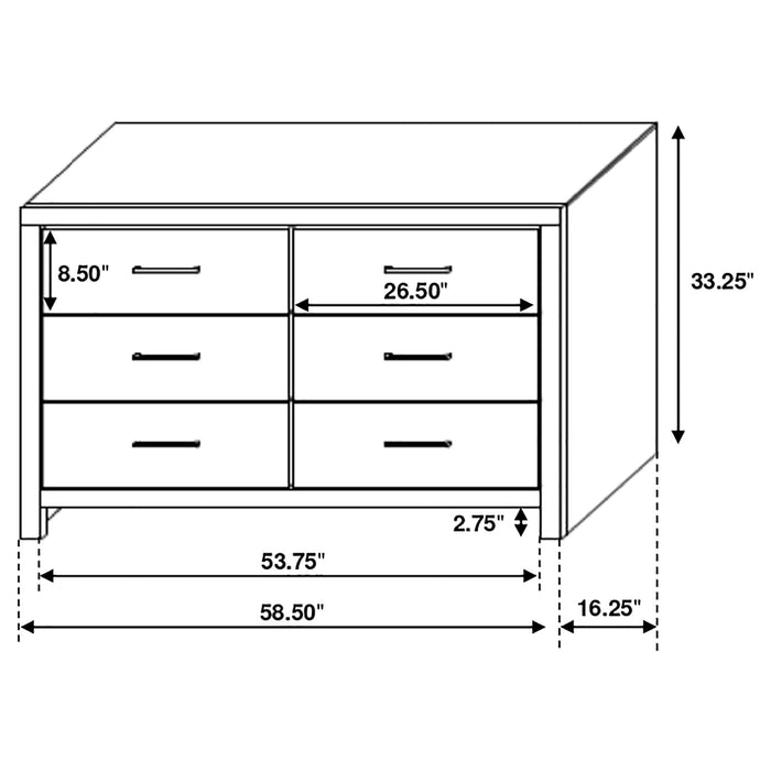 Eastern King bedroom set by CoasterEveryday featuring barrel oak finish, includes bed frame, nightstands, and dresser in a stylish furniture design.