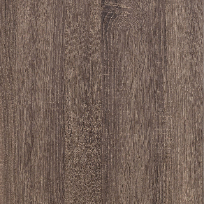 Eastern King Panel Bed in Barrel Oak wood from CoasterEveryday, showcasing the headboard and wood grain details.