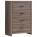 CoasterEveryday Brantford 5-piece Queen bedroom set in Barrel Oak finish, including bed frame, nightstands, and dresser, with modern design