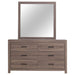Barrel Oak Brantford 6-drawer dresser with attached mirror, modern furniture piece with sleek wood finish and stylish design.