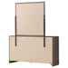 Barrel Oak Brantford 6-drawer dresser with attached mirror, made of wood, showcasing a modern furniture design.