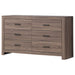CoasterEveryday Brantford 6-drawer dresser in Barrel Oak wood with sleek handles and modern design for bedroom storage.