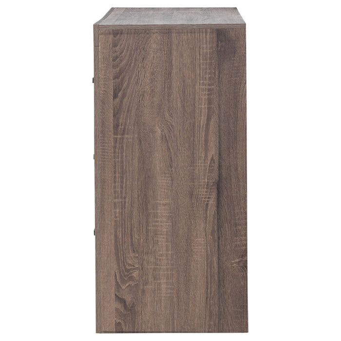 CoasterEveryday Brantford 6-drawer dresser in barrel oak wood with sleek handles and a modern furniture design.
