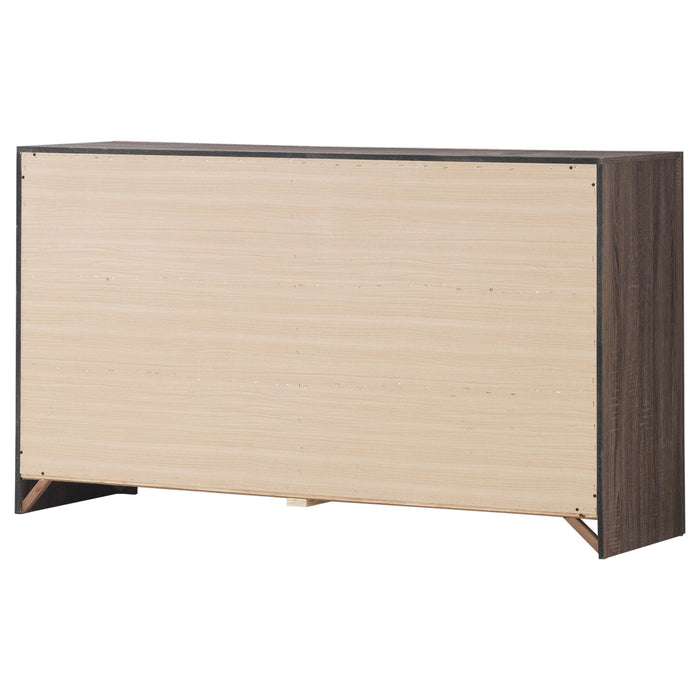 Brantford 6-drawer dresser in Barrel Oak finish, wooden furniture with sleek handles and spacious drawers for bedroom storage.