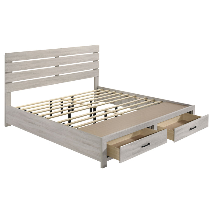 Brantford Wood Eastern King Storage Panel Bed Coastal White