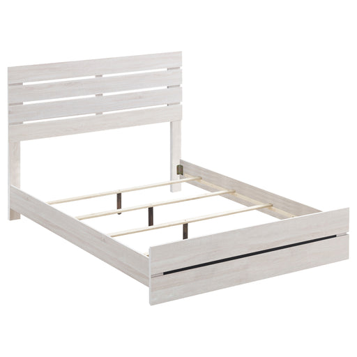 CoasterEveryday Brantford Wood Queen Panel Bed in coastal white with paneled headboard and sturdy wooden frame.