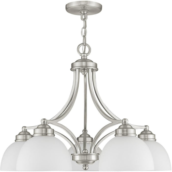 18" Five-Light Dimmable Chandelier With Shades - Nickel