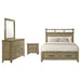 Hazlewood 4-piece queen bedroom set in vineyard oak by CoasterEveryday, including bed frame, dresser, mirror, and nightstands.