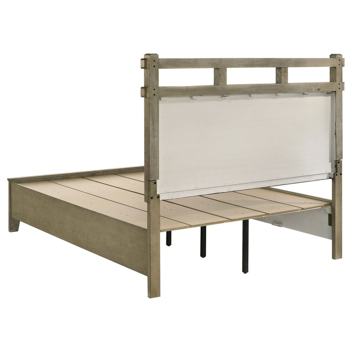 Hazlewood 4-piece Queen bedroom furniture set by CoasterEveryday in Vineyard Oak finish, includes bed, dresser, mirror, and nightstands.