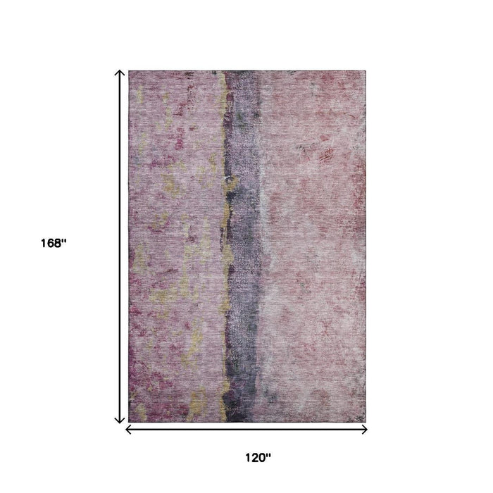 10' X 14' Abstract Washable Area Rug With UV Protection (651010) - Blush / Gray / Ivory
