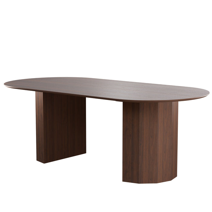 86'' Double Pedestal Base Oval Dining Table - Walnut
