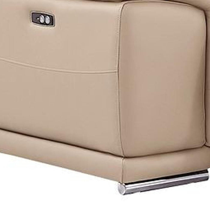Leather Modular L Shaped Six Piece Corner Sectional With Console - Beige