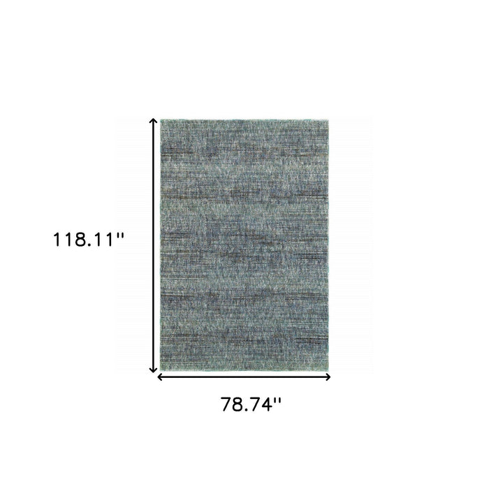 6.6' x 9.8' Power Loom Area Rug - Blue And Gray