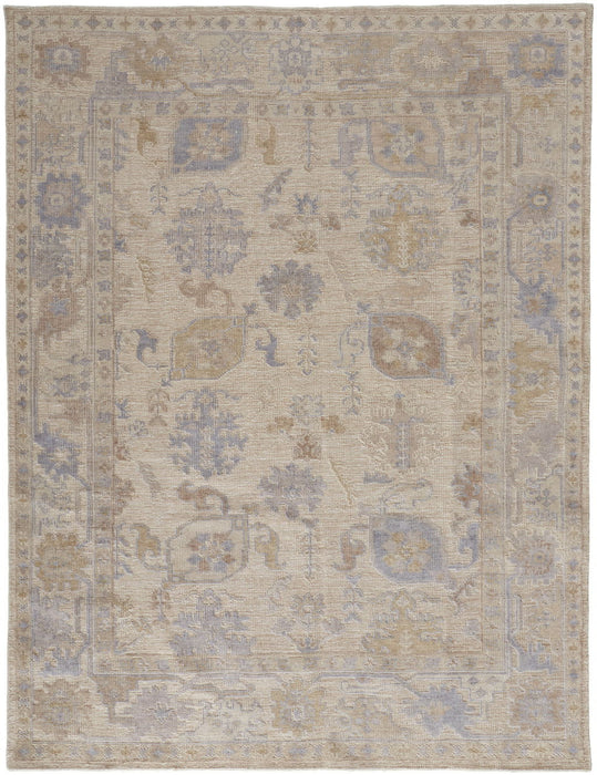 8' x 10' Floral Hand Knotted Area Rug - Blue And Ivory