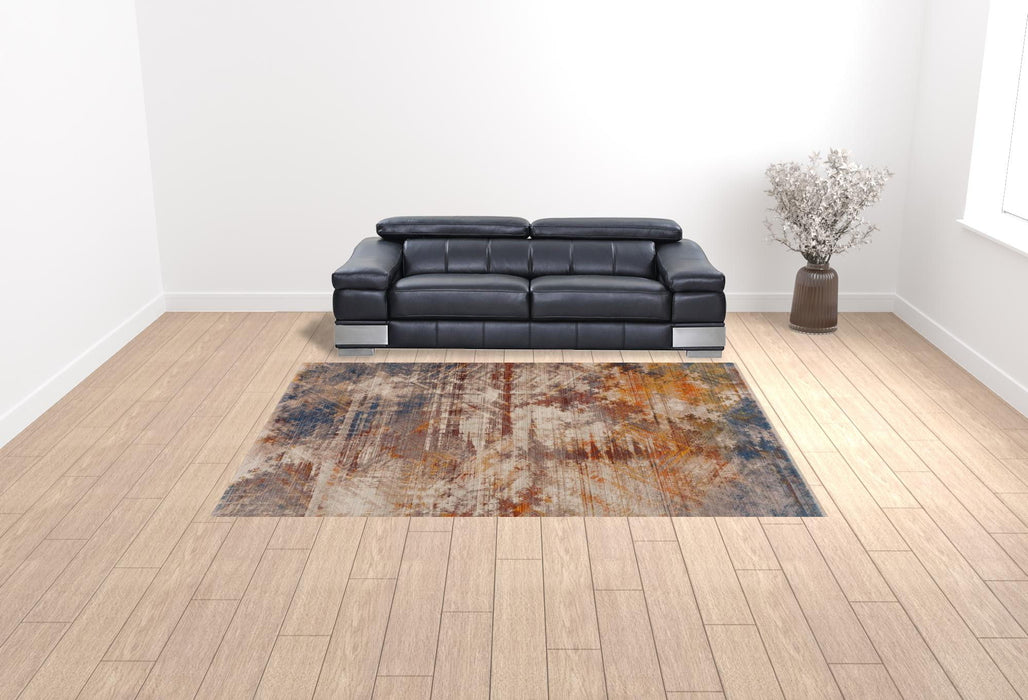 9' x 12' Abstract Distressed Polyester Area Rug - Gray