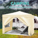 Giga 10x10 ft folding canopy with four removable sidewalls, portable outdoor event shelter with UPF 50+ sun protection and carrying bags.