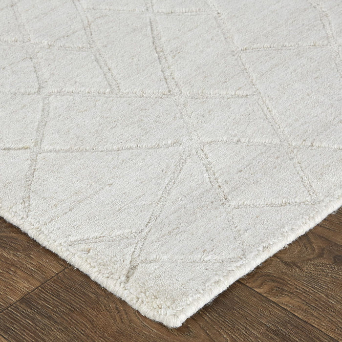10' x 14' Striped Hand Woven Area Rug - Ivory And Gray