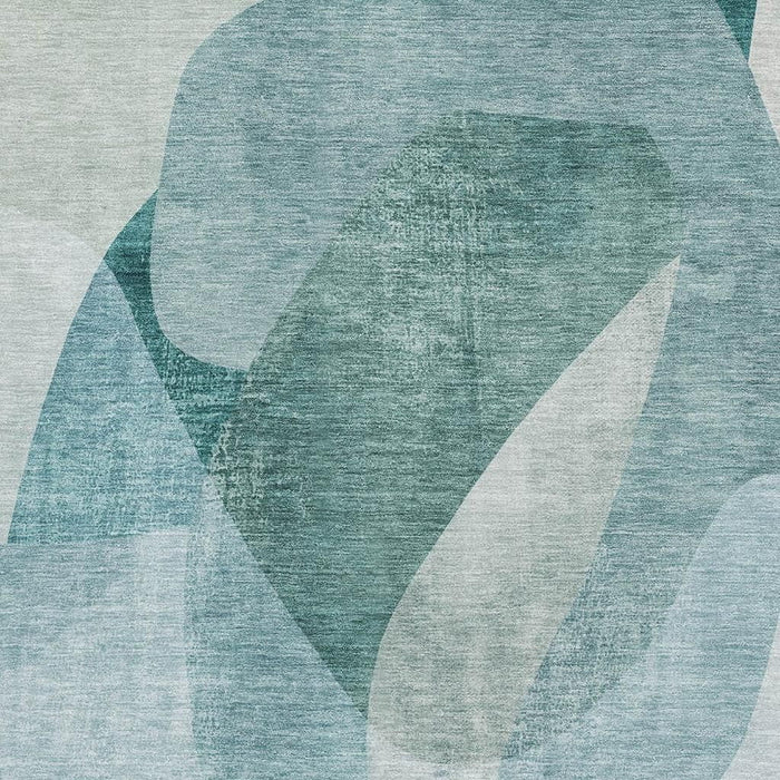 10' X 14' Abstract Washable Area Rug With UV Protection (716689) - Teal / Pale Aqua