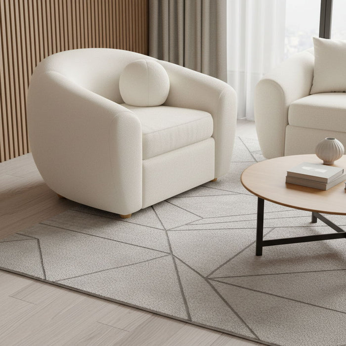 Boucle Arm Chair - White And Natural