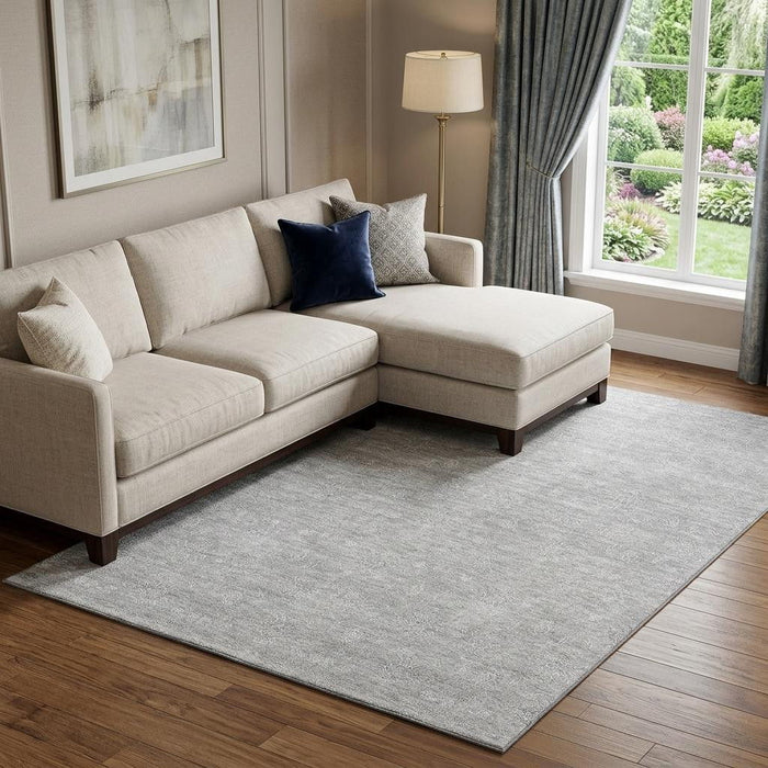 10' X 14' Floral Washable Area Rug With UV Protection (656927) - Silver / Gray