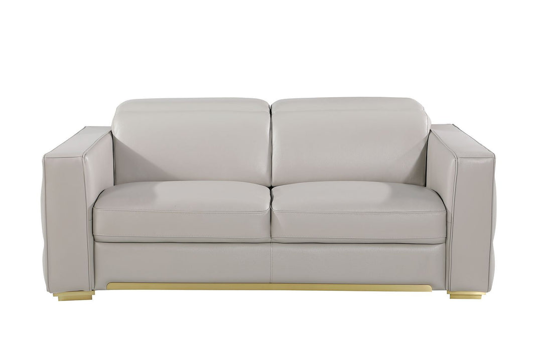 Italian Leather Loveseat (720480) - Dark Gray / Silver