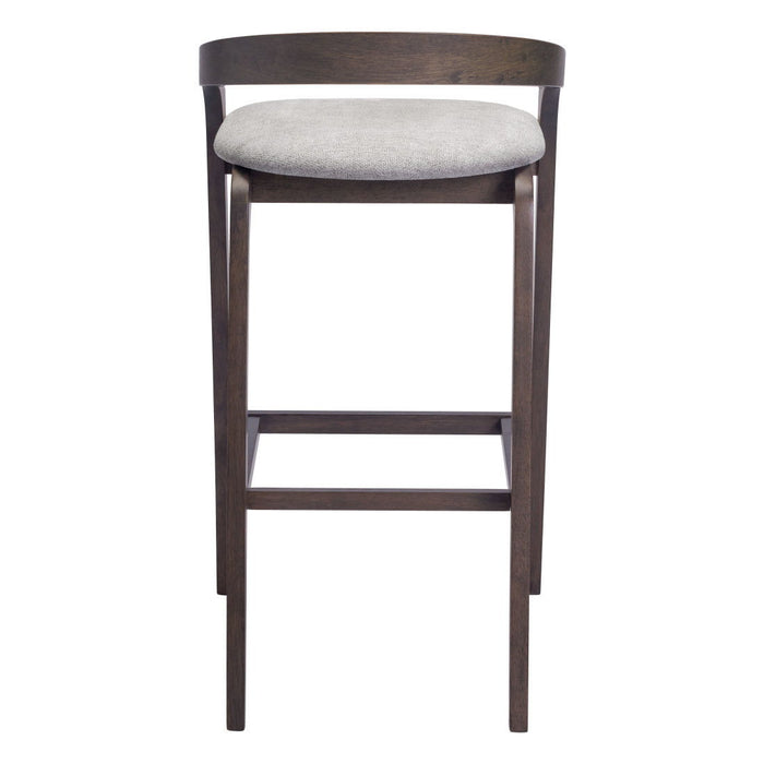 31" Fabric And Solid Wood Low Back Bar Height Bar Chairs (Set of 2) - Gray / Espresso