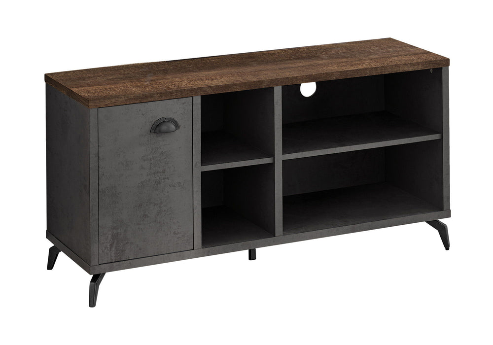 47" Distressed Reclaimed Wood Enclosed And Open Storage TV Stand - Brown And Gray