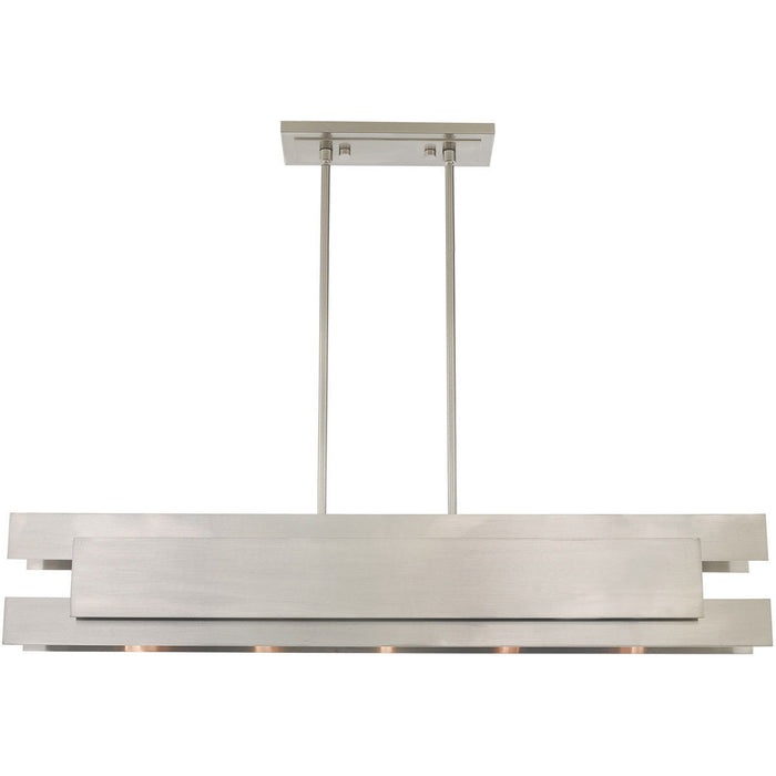 Five Light Dimmable Chandelier With Shades - Nickel