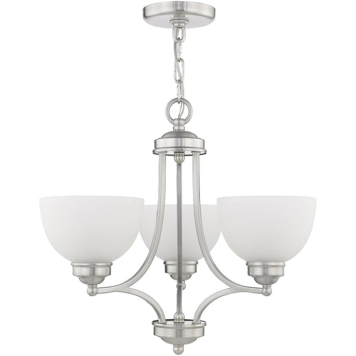 18'' Three Light Dimmable Chandelier With Shades - Nickel