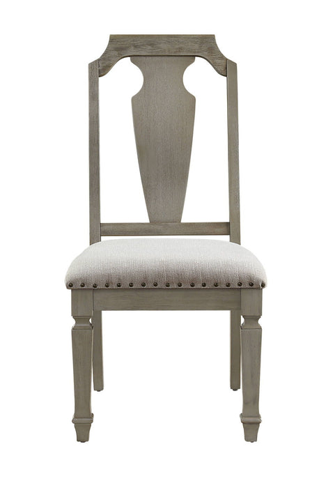 Upholstered Linen Open Back Dining Side Chairs (Set of 2) - Beige / Oak