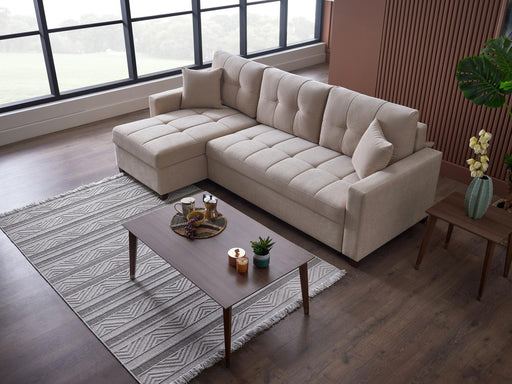 Bellona IVY sectional with three stationary fabric sofa pieces, featuring plush cushions and modern design.