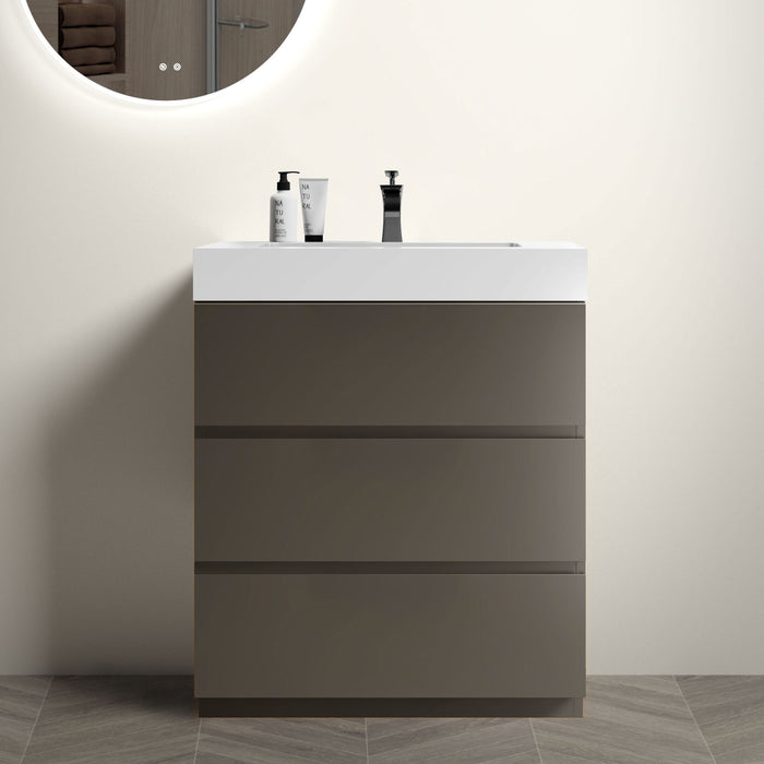 Giga Alice bathroom vanity with large storage, freestanding design, one-piece sink basin, modern style, without drain and faucet.