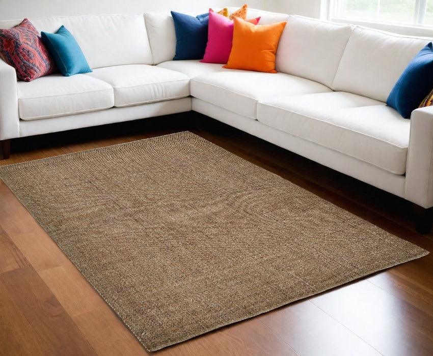 9' x 12' Hand Woven Polyester Area Rug - Brown