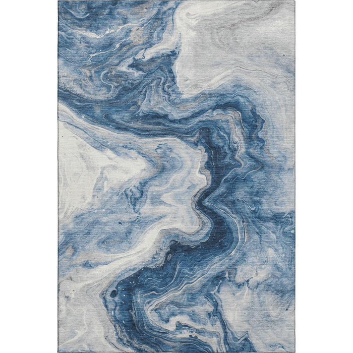 10' X 14' Abstract Washable Area Rug With UV Protection (697770) - Navy Blue / Ivory