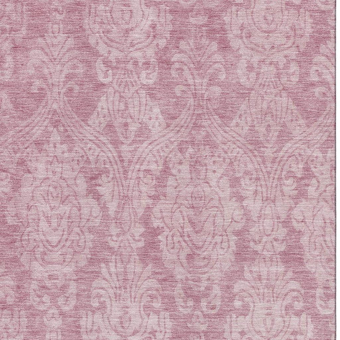 10' X 14' Damask Washable Area Rug With UV Protection (696374) - Pink / Ivory