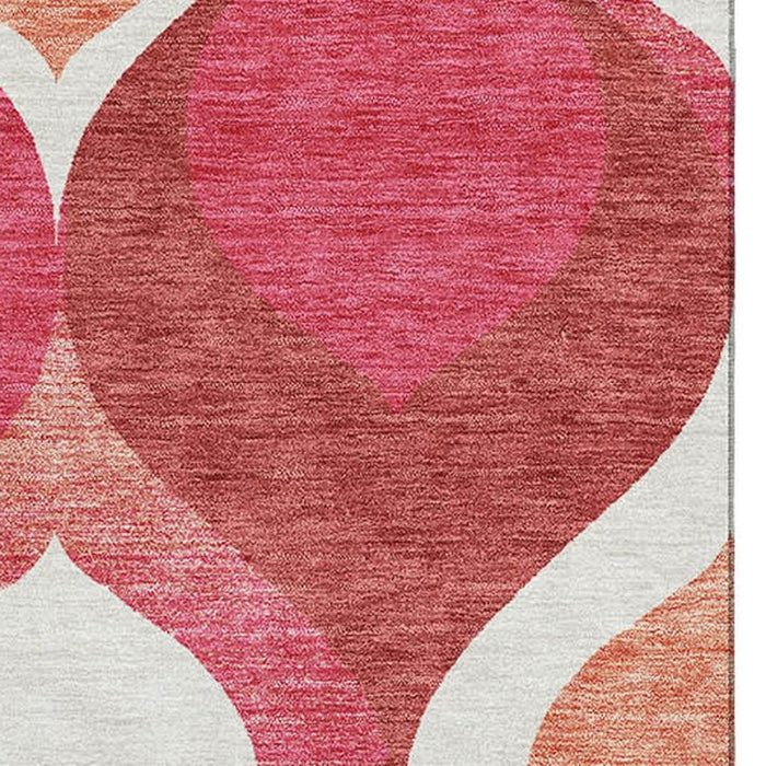 9' X 12' Ogee Washable Area Rug With UV Protection - Pink
