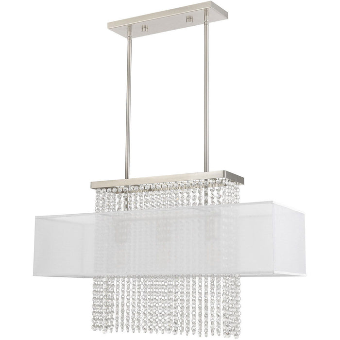 26'' Three Light Dimmable Chandelier With Shades - Nickel
