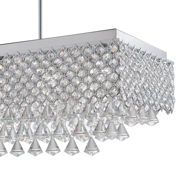 Twelve Light Metal Dimmable Chandelier With Shades - Silver / Clear