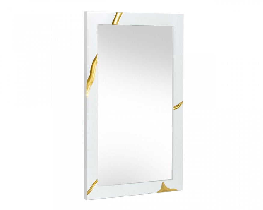 35" Framed Accent Mirror - Gold / White