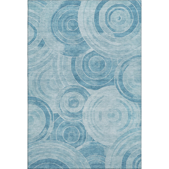 10' X 14' Geometric Washable Area Rug With UV Protection (700083) - Denim Blue / Sky Blue