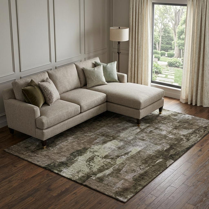 10' X 14' Abstract Washable Area Rug With UV Protection (683722) - Brown / Beige
